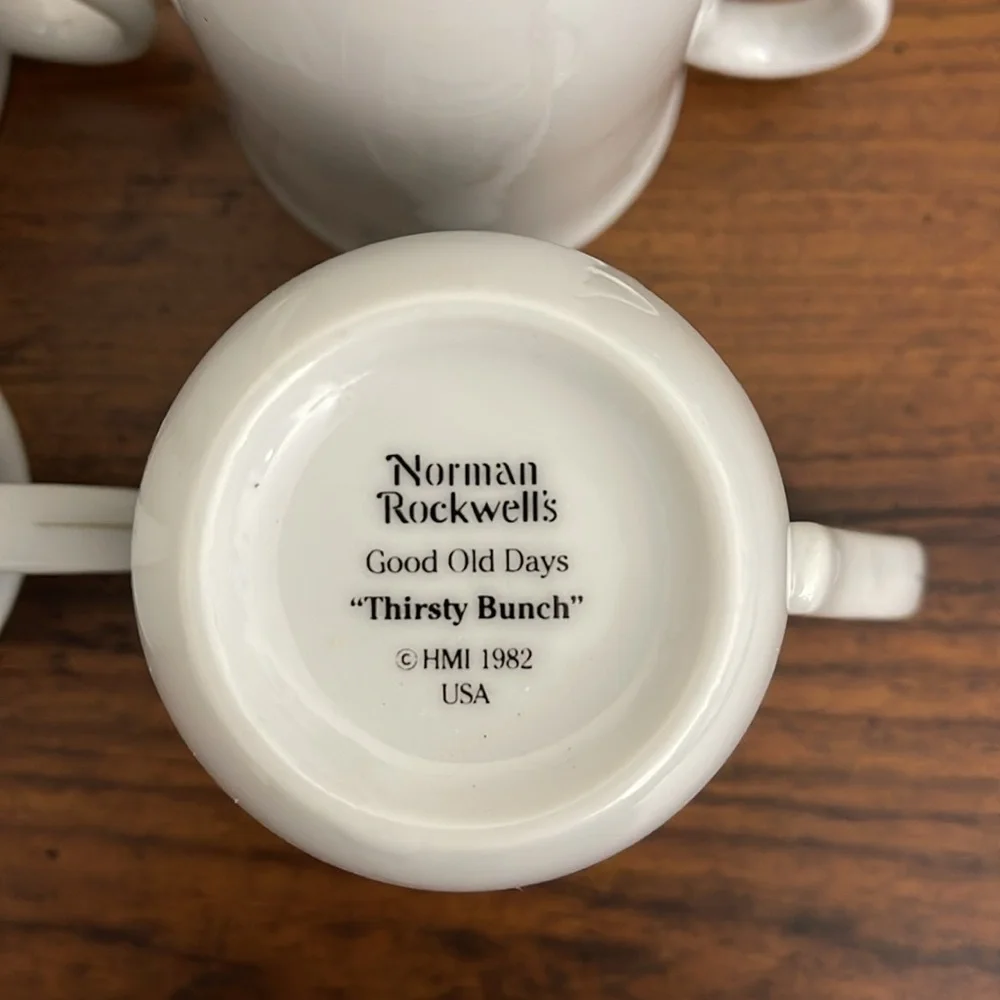 Set of (4) 1982 Norman Rockwell Good Old Days Diner Mugs